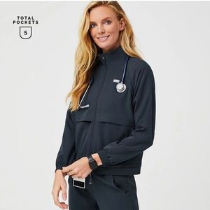 Figs charcoal sydney scrub jacket